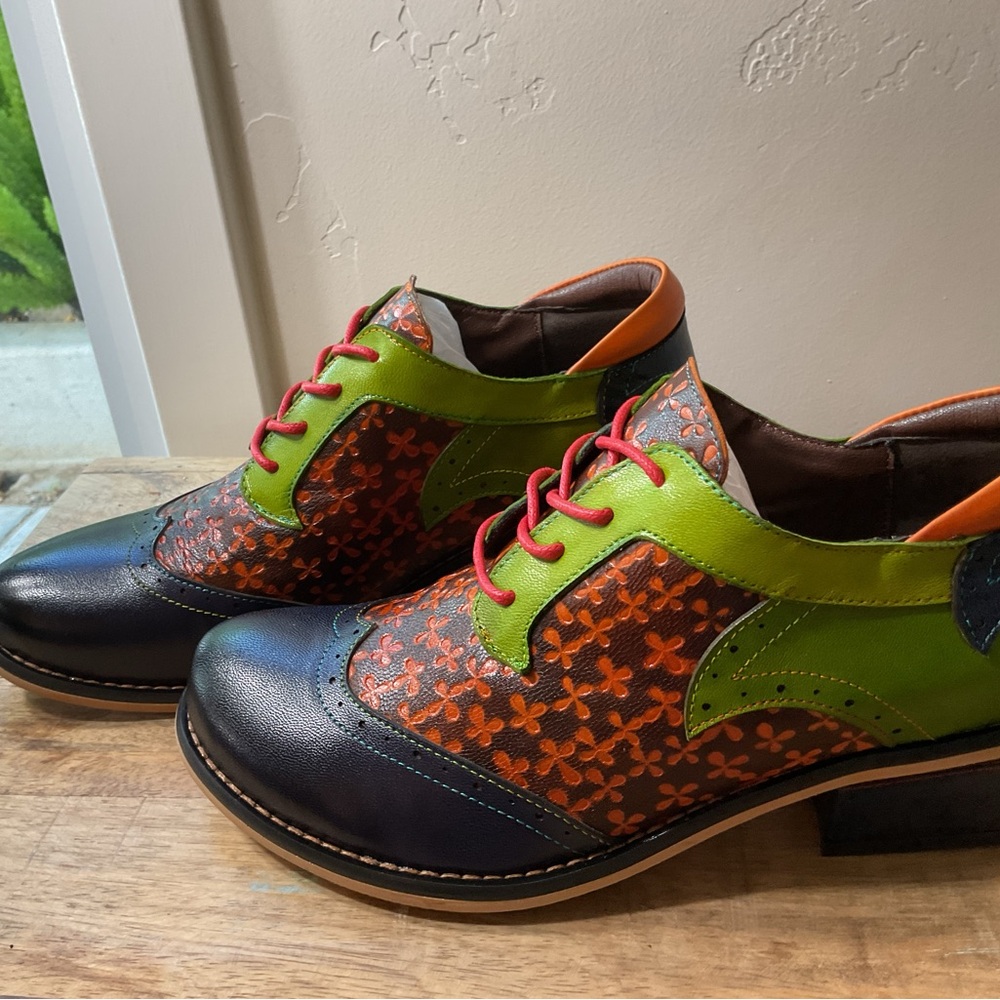 Colorful Women's Brogue Flats - Size EU 39 (US 8.5)